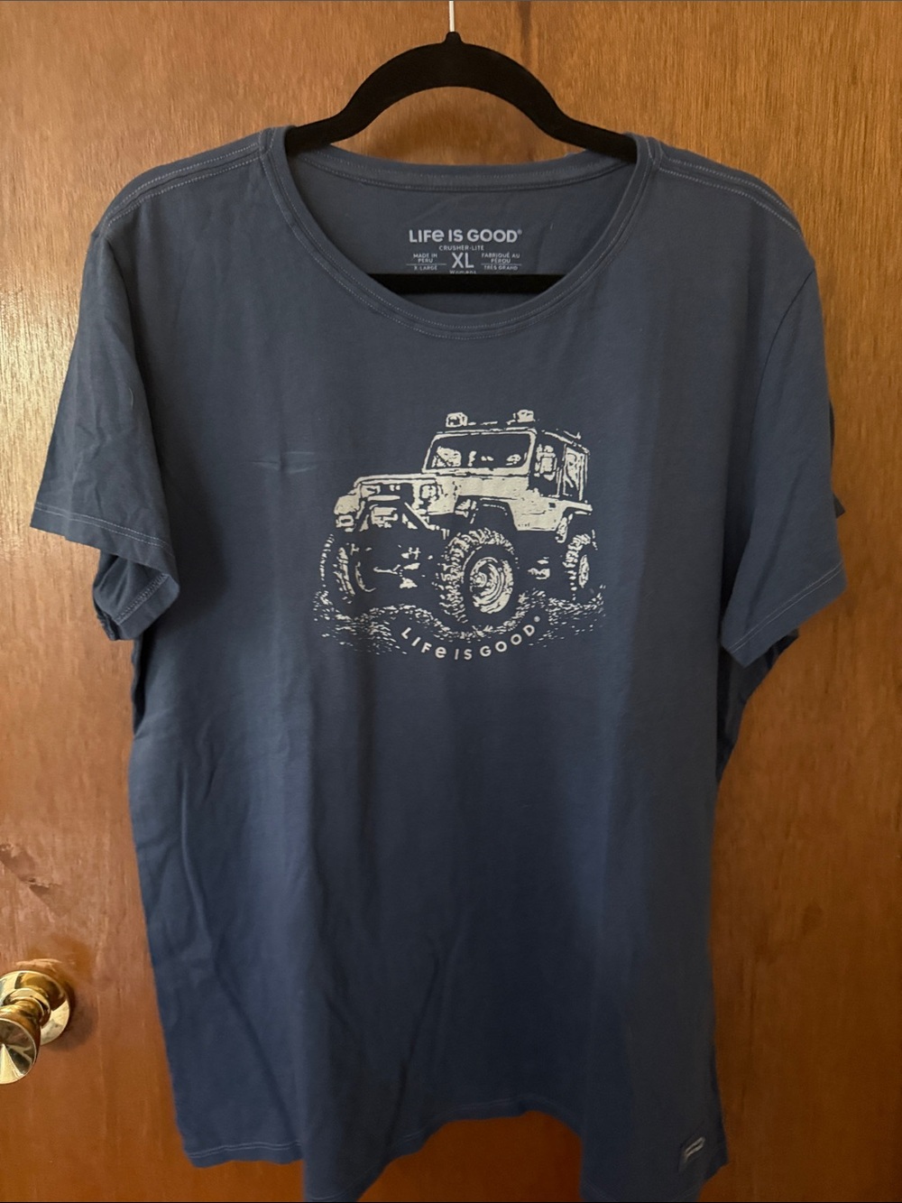 Life Is Good Navy Graphic Jeep T‑Shirt